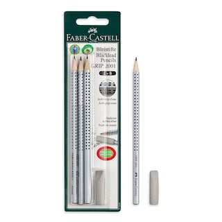 FABER | STATIONERY SET PENCIL GREY 3P +RUBBER