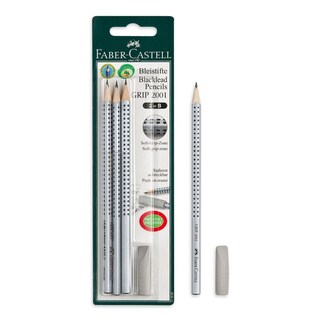 FABER | STATIONERY SET PENCIL GREY 3P +RUBBER