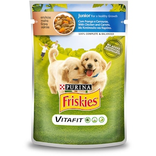 FRISKIES | Σκυλοτροφή με Κοτόπουλο και Καρότα Junior  100 gr