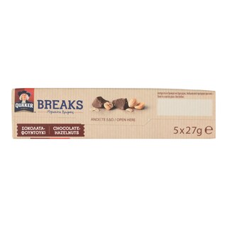 QUAKER | Μπισκότα Βρώμης Σοκολάτα Φουντούκι 5x27g