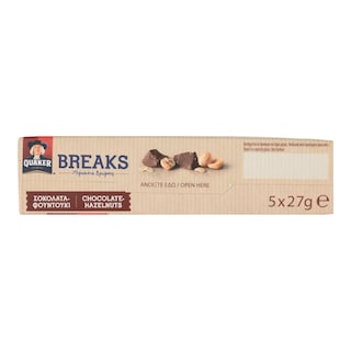 QUAKER | Μπισκότα Βρώμης Σοκολάτα Φουντούκι 5x27g