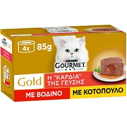 GOURMET | Γατοτροφή Μους Βοδινό & Κοτόπουλο 4X85 gr