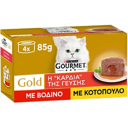 GOURMET | Γατοτροφή Μους Βοδινό & Κοτόπουλο 4X85 gr