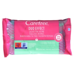 CAREFREE | Μαντηλάκια Ευαίσθητης Περιοχής Duo Effect 20 Τεμάχια