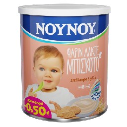 ΝΟΥΝΟΥ | Βρεφική Κρέμα Φαρίν Λακτέ Μπισκότο 300gr
