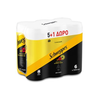 SCHWEPPES | Αναψυκτικό Λεμονάδα Κουτί 6x330ml 5+1 Δώρο