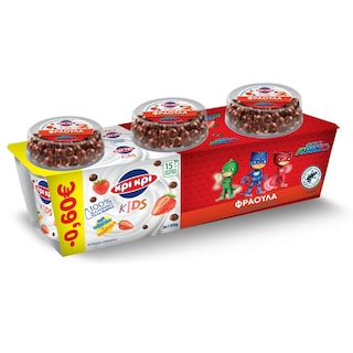 ΚΡΙ ΚΡΙ | Επιδόρπιο Γιαουρτιού PJ Masks Φράουλα Σοκομπιλάκια 3x150g Έκπτωση 0.60Ε