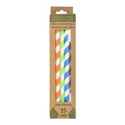 GREEN | Καλαμάκια Jumbo Χάρτινα Βιοδιασπώμενα Ριγέ 25 Τεμάχια