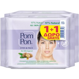 POM PON | Υγρά Μαντηλάκια Ντεμακιγιάζ Natural 20 Τεμ. (1+1 Δώρο)