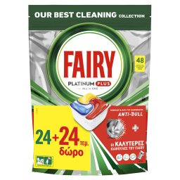 FAIRY | Κάψουλες Πλυντηρίου Πιάτων Platinum Plus Λεμόνι Anti Dull 24+24 Τεμάχια Δώρο