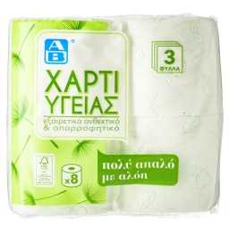ΑΒ | Χαρτί Υγείας Αλόη 3 Φύλλα 8 Τεμάχια