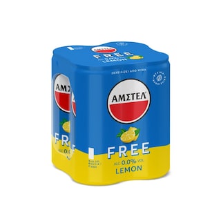 AMSTEL | Μπύρα Free Λεμόνι Χωρίς Αλκοόλ Κουτί 4x330ml