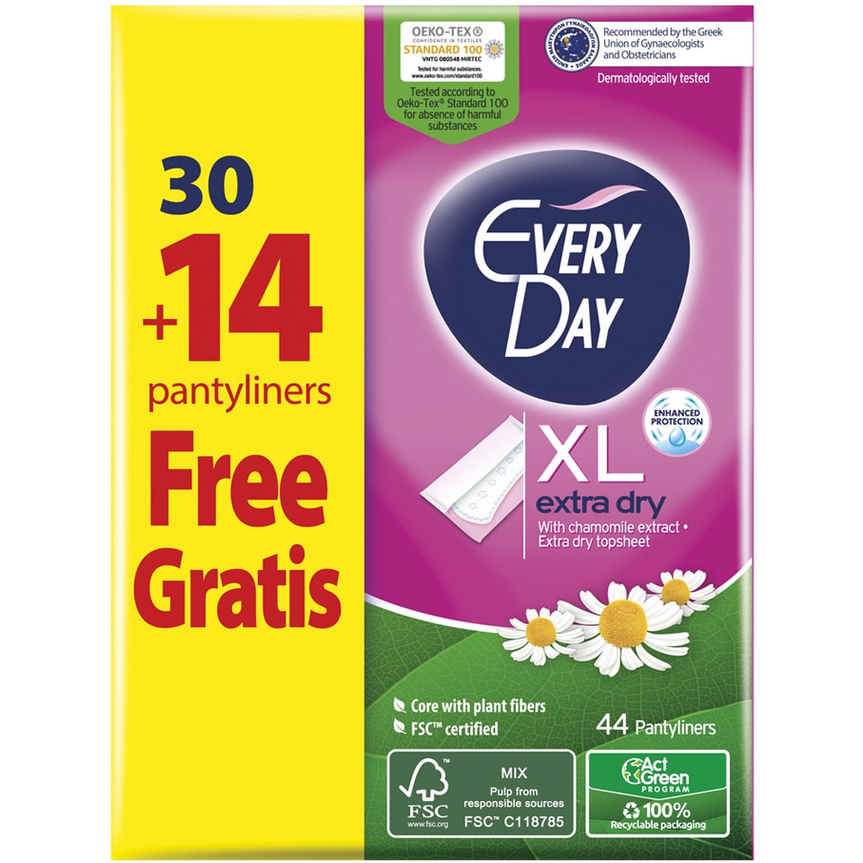 EVERY DAY Σερβιετάκια XL Extra Dry 30+14 Τεμάχια Δώρο