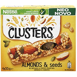 NESTLE | CLUSTERS | Μπάρες Δημητριακών Ολικής Άλεσης Αμύγδαλο 4 X 35gr