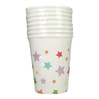 DECORATA | Ποτήρια Χάρτινα Πολύχρωμα Αστέρια 200ml 8 Τεμάχια