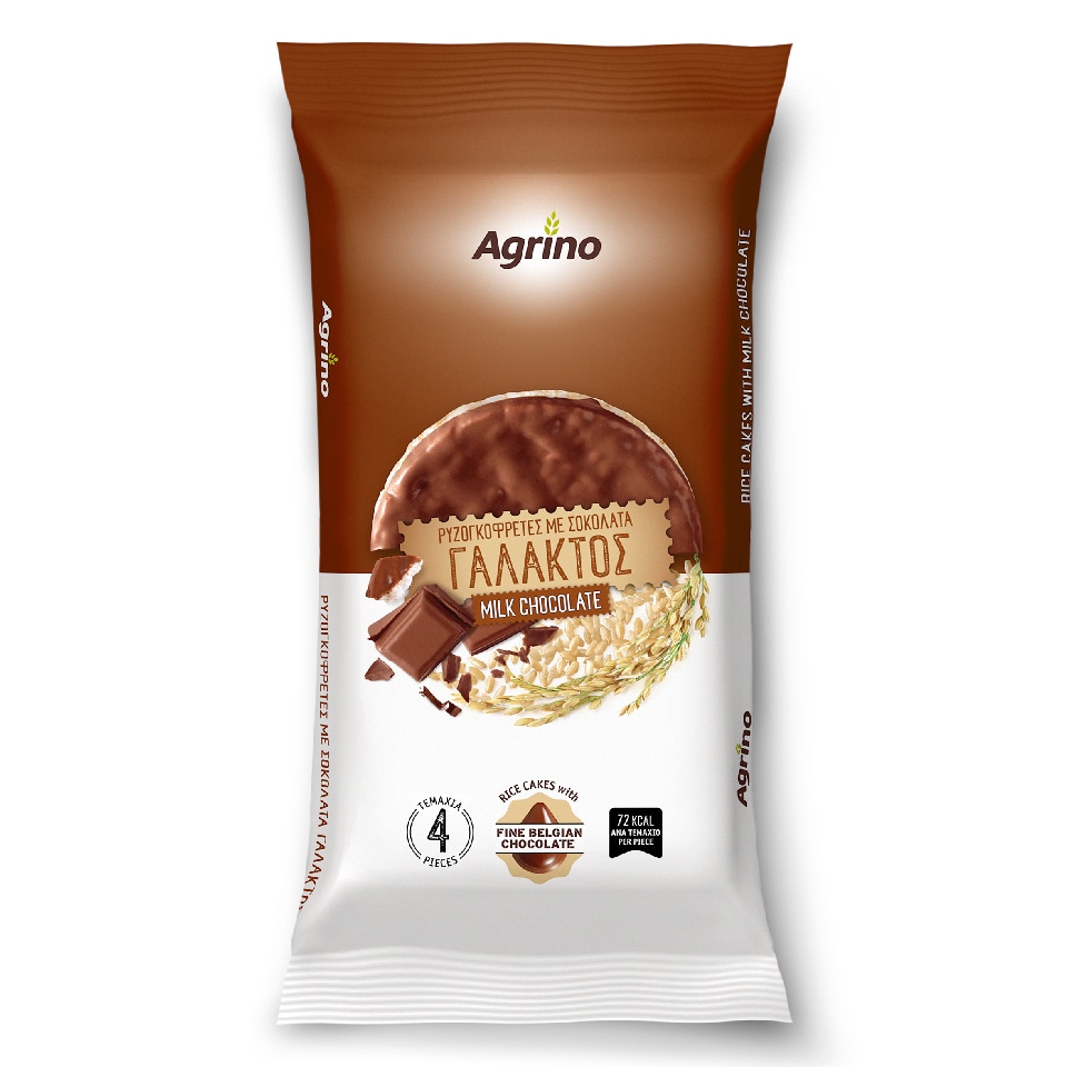 AGRINO Ρυζογκοφρέτες Με Σοκολάτα Γάλακτος 60gr