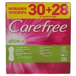 CAREFREE | ΣΕΡΒΙΕΤΑΚΙΑ ALOE 58 ΤΕΜ ΕΙΔΙΚΗ ΤΙΜΗ 30 + 28 ΤΕΜΑΧΙΑ