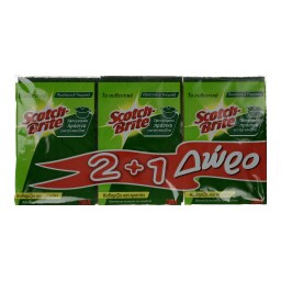SCOTCH BRITE | Σφουγγάρι Πράσινο 3 Τεμάχια 2+1 Δώρο
