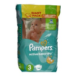 PAMPERS | ΠΑΝΕΣ ACTIVE BABY DRY GIANT NΟΥΜΕΡΟ 3 (5-9KG) 108 ΤΕΜ