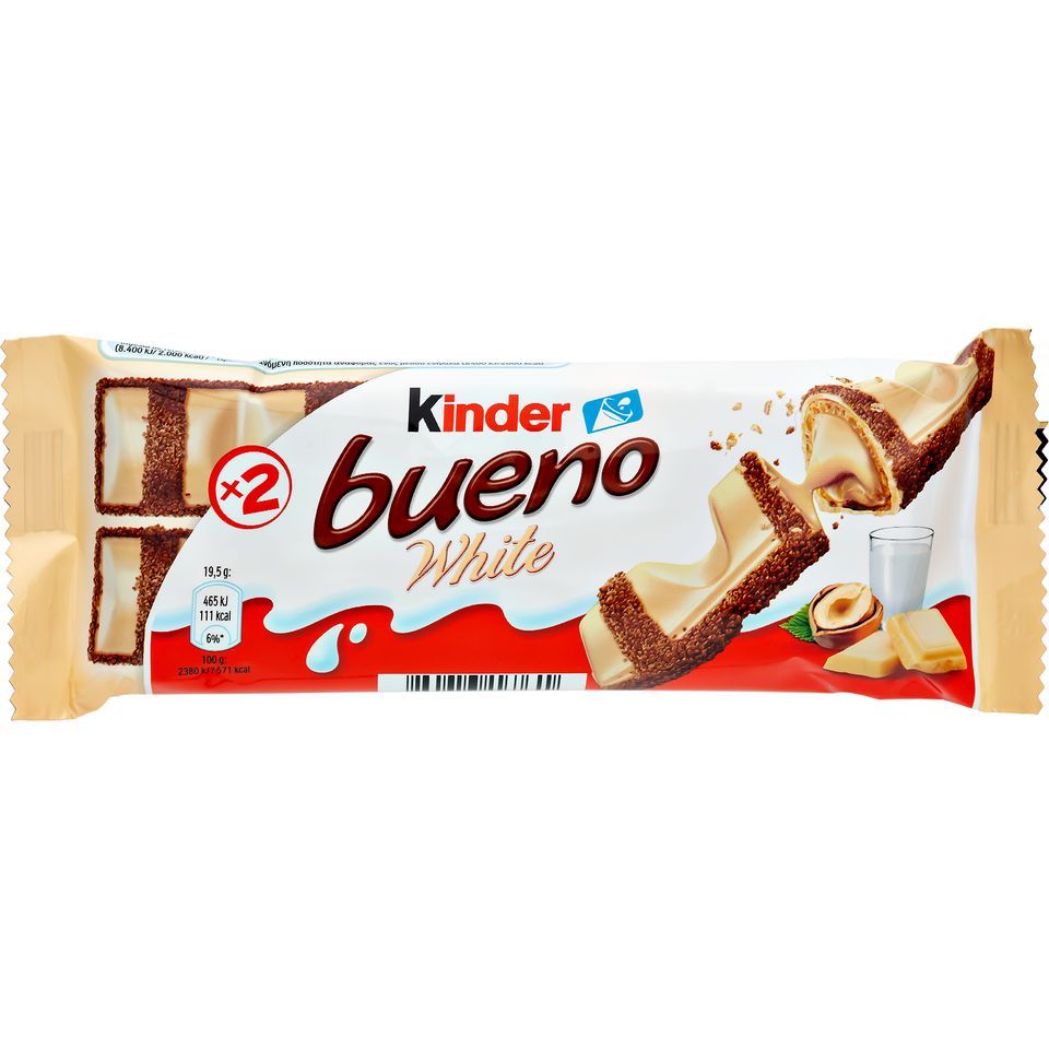 KINDER Λευκή Σοκολάτα Bueno Φουντούκι 39gr