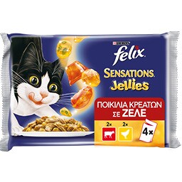 FELIX | Γατοτροφή Sensations Jellies Ποικιλία Κρεάτων 4x100g