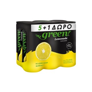 GREEN | Αναψυκτικό Λεμονάδα Στέβια Κουτί 6 X 330ml 5+1 Δώρο