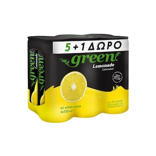GREEN | Αναψυκτικό Λεμονάδα Στέβια Κουτί 6 X 330ml 5+1 Δώρο