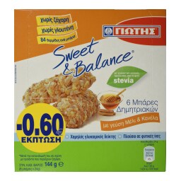 SWEET & BALANCE | Μπάρες Δημητριακών Μέλι & Κανέλα 6x24g Έκπτωση 0.60E