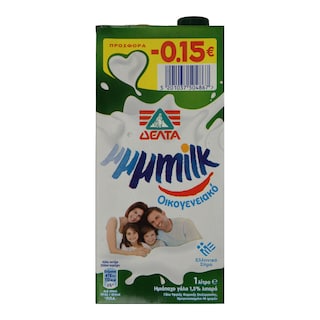 MMMILK | Γάλα Ημιάπαχο 1.5 % Λιπαρά Οικογενειακό 1 lt 0.15
