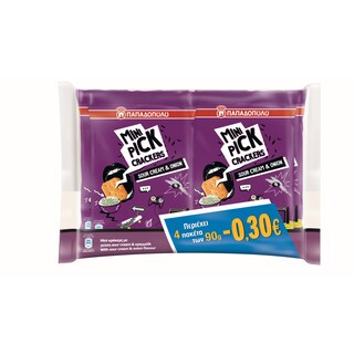 ΠΑΠΑΔΟΠΟΥΛΟΥ | Κράκερς Mini Pick Sour Cream & Onion 4x90gr Έκπτωση 0.30Ε