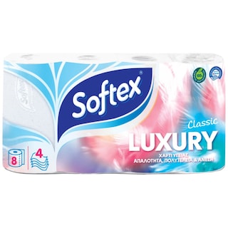 SOFTEX | Χαρτί Υγείας Luxury Classic 4 Φύλλα 8 Ρολά 720g