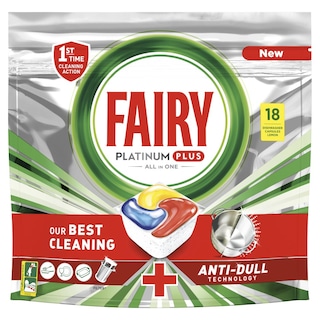 FAIRY | Κάψουλες Πλυντηρίου Πιάτων All in 1 Platinum Plus Λεμόνι 18 Τεμάχια