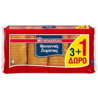 ΠΑΠΑΔΟΠΟΥΛΟΥ | Φρυγανιές Σταρένιες 127.5g 3+1 Δώρο
