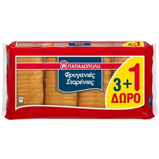 ΠΑΠΑΔΟΠΟΥΛΟΥ | Φρυγανιές Σταρένιες 127.5g 3+1 Δώρο