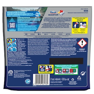 FINISH | Κάψουλες Πλυντηρίου Πιάτων Quantum All in 1 Λεμόνι 22 Tεμάχια