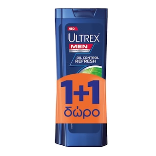 ULTREX | Σαμπουάν Oil Control Refresh Αντιπιτυριδικό 360ml 1+1 Δώρο 1+1