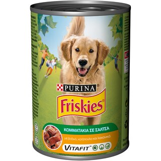 FRISKIES | ΥΓΡΗ ΤΡΟΦΗ ΚΟΝΣΕΡΒΑ ΓΙΑ ΕΝΗΛΙΚΟΥΣ ΣΚΥΛΟΥΣ ME ΒΟΔΙΝΟ ΚΟΤΟΠΟΥΛΟ ΛΑΧΑΝΙΚΑ 400 GR