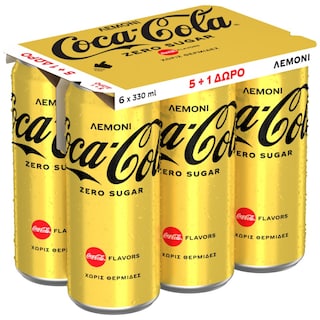COCA COLA | Αναψυκτικό Cola Zero Λεμόνι Κουτί 330ml 5+1 Δώρο