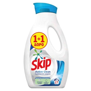 SKIP | Υγρό Πλυντηρίου Ρούχων Πανίσχυρο Μικρό 27 Μεζ. 1+1 Δώρο