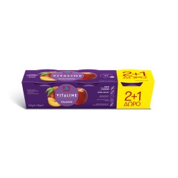 VITALINE | Επιδόρπιο Γιαουρτιού Ροδάκινο  3 Χ 180 gr 2+1 Δώρο