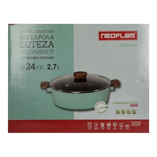 NEOFLAM | Κατσαρόλα Σωτέζα Αλουμινίου 24cm & Καπάκι 1 Τεμάχιο