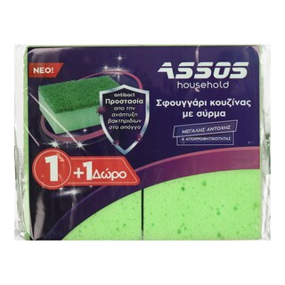ASSOS TREELLIUM | Σφουγγάρι Κουζίνας Αντιβακτηριδιακό 1+1 Τεμάχιο Δώρο