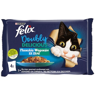FELIX | Γατοτροφή AGAIL Doubly Delicious Ψαρικά σε Ζελέ 4x85g