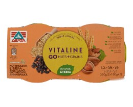 VITALINE | Επιδόρπιο Γιαουρτιού Go Nuts & Grains Σταφίδα & Δημητριακά 2Χ180 gr
