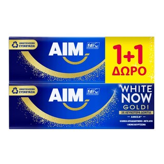 AIM | Οδοντόκρεμα White Now Gold 50ml 1+1 Δώρο