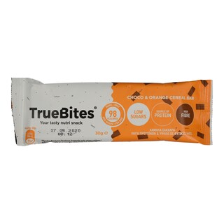 TRUE BITES | Μπάρα Δημητριακών Σοκολάτα Πορτοκάλι 30gr