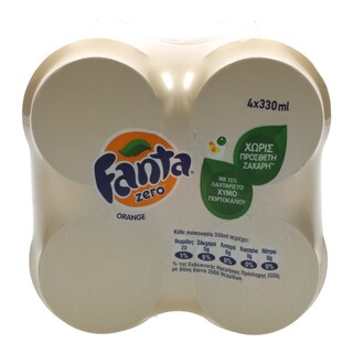 FANTA | ZERO | ΑΝΑΨΥΚΤΙΚΟ ΠΟΡΤΟΚΑΛΙ ΧΩΡΙΣ ΖΑΧΑΡΗ ΚΟΥΤΙ 4 X 330 ML
