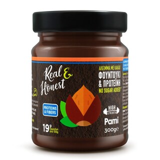 PAMI | REAL & HONEST | Άλειμμα Φουντουκιού Πρωτείνη & Κακάο με Στέβια 300g