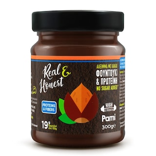 PAMI | REAL & HONEST | Άλειμμα Φουντουκιού Πρωτείνη & Κακάο με Στέβια 300g