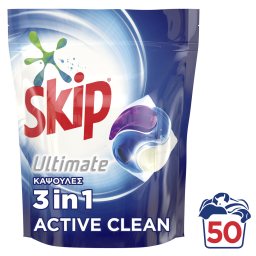 SKIP | Kάψουλες Πλυντηρίου Ρούχων Ultimate Active Clean 50 Μεζούρες